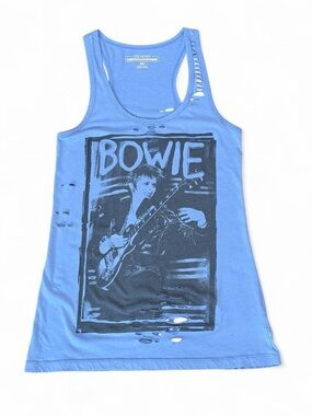 M Live Nation Blue David Bowie Graphic Distressed Rackerback Tank Top